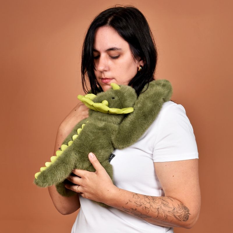 Peluche dinosaure vert lesté - 40 cm - Podcoll