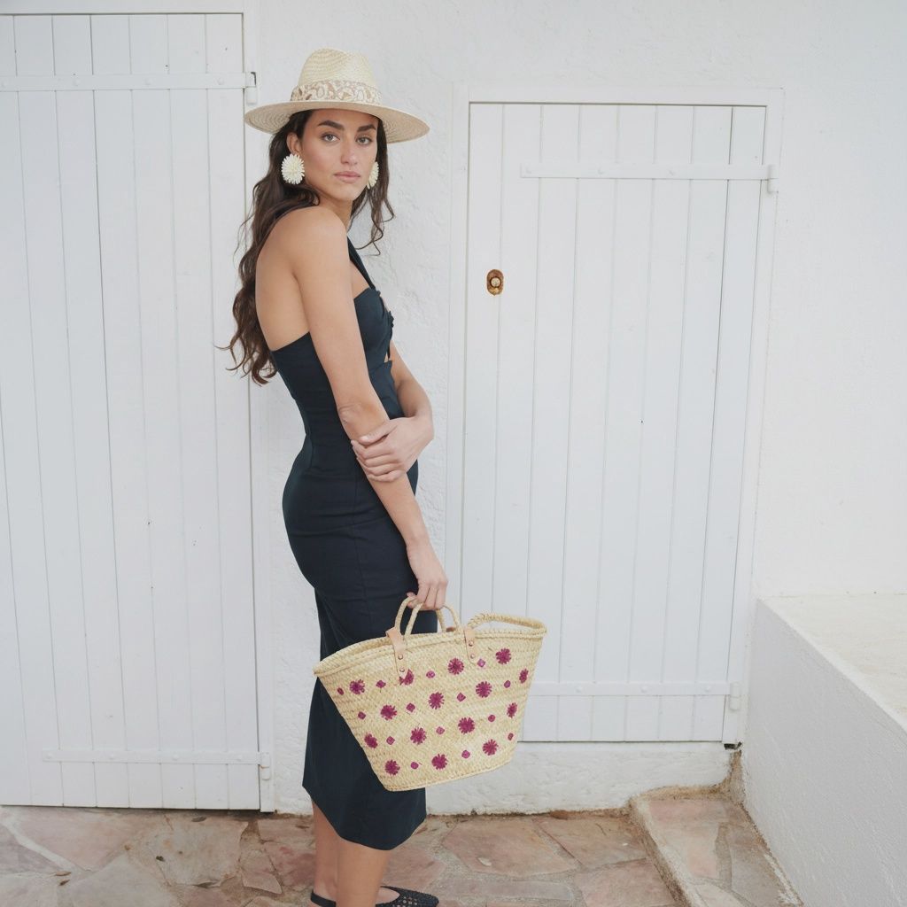 Panier brodé - Carmen violet