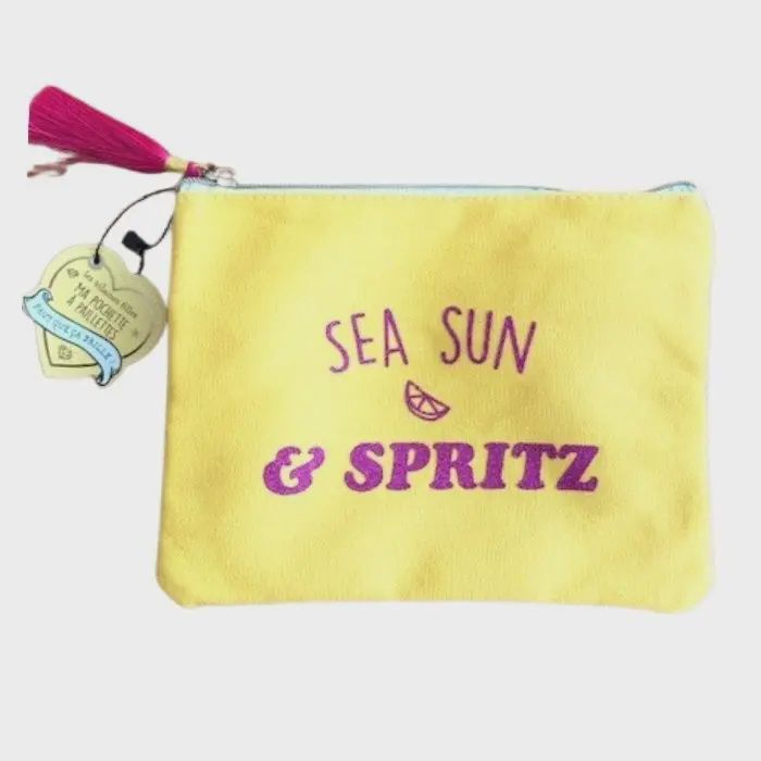 Pochette Jaune en coton Sea sun and spritz