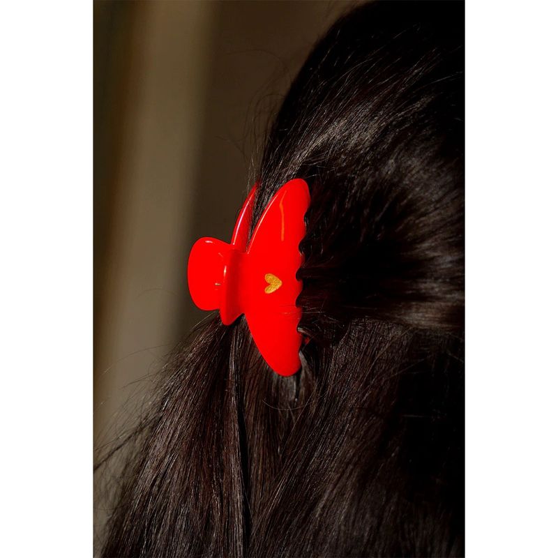 Pince à cheveux - petite rouge - ♡ doré