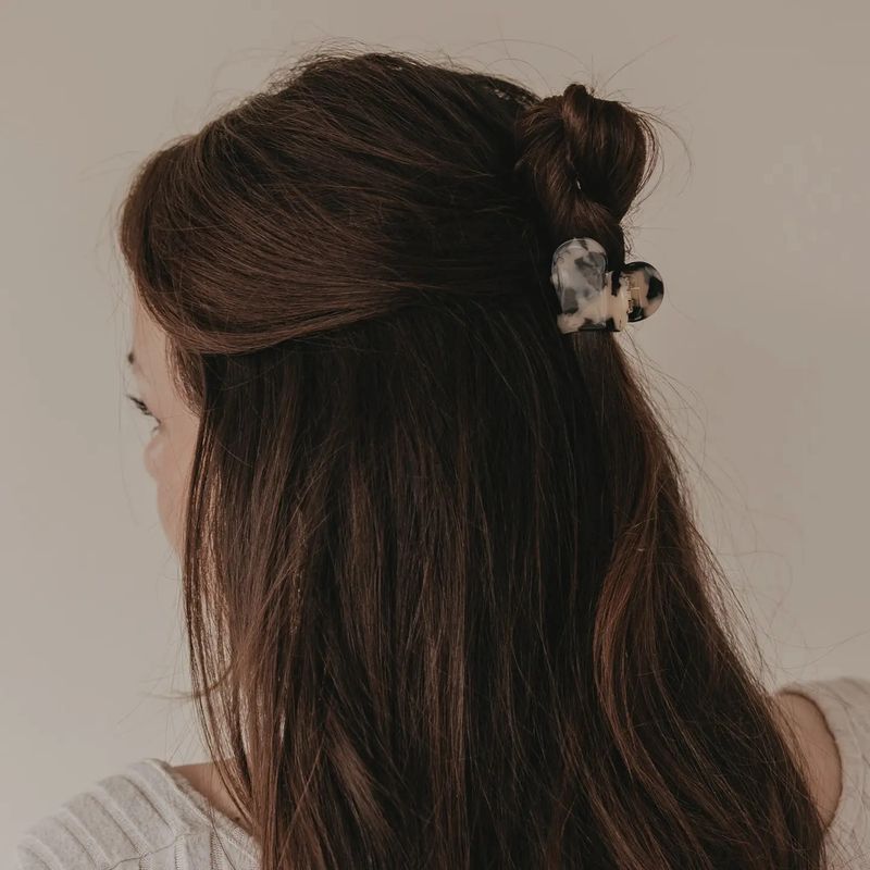 Barrette grande en forme de cœur - Léopard