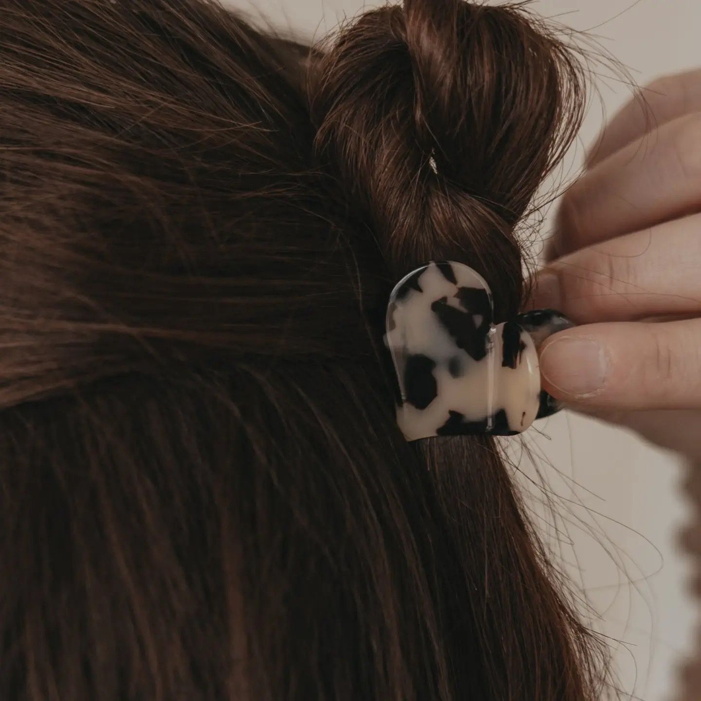 Barrette grande en forme de cœur - Léopard
