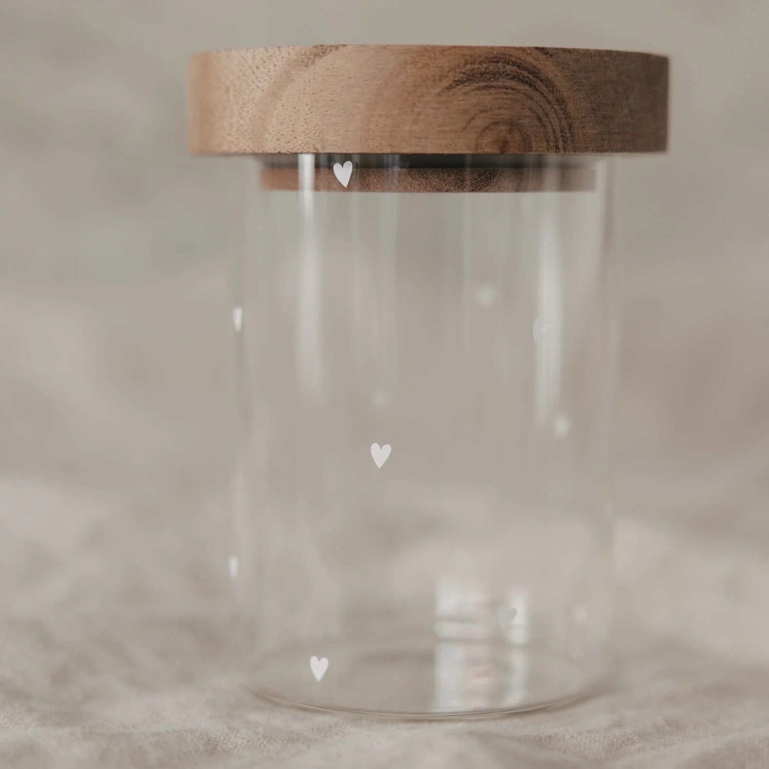 Mini bocal de stockage coeurs blancs