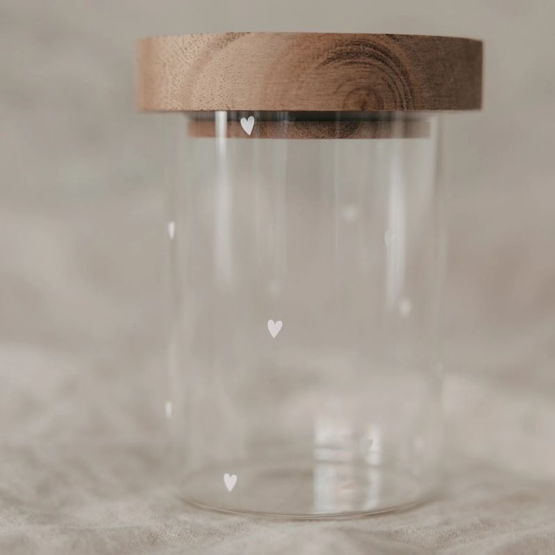 Mini bocal de stockage coeurs blancs