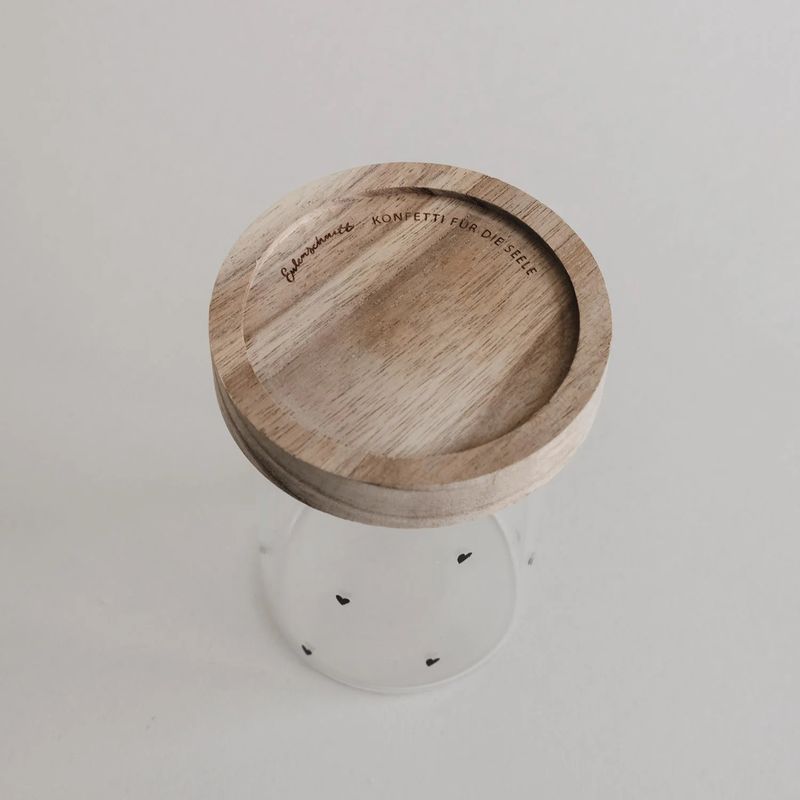 Mini bocal de rangement coeurs noir