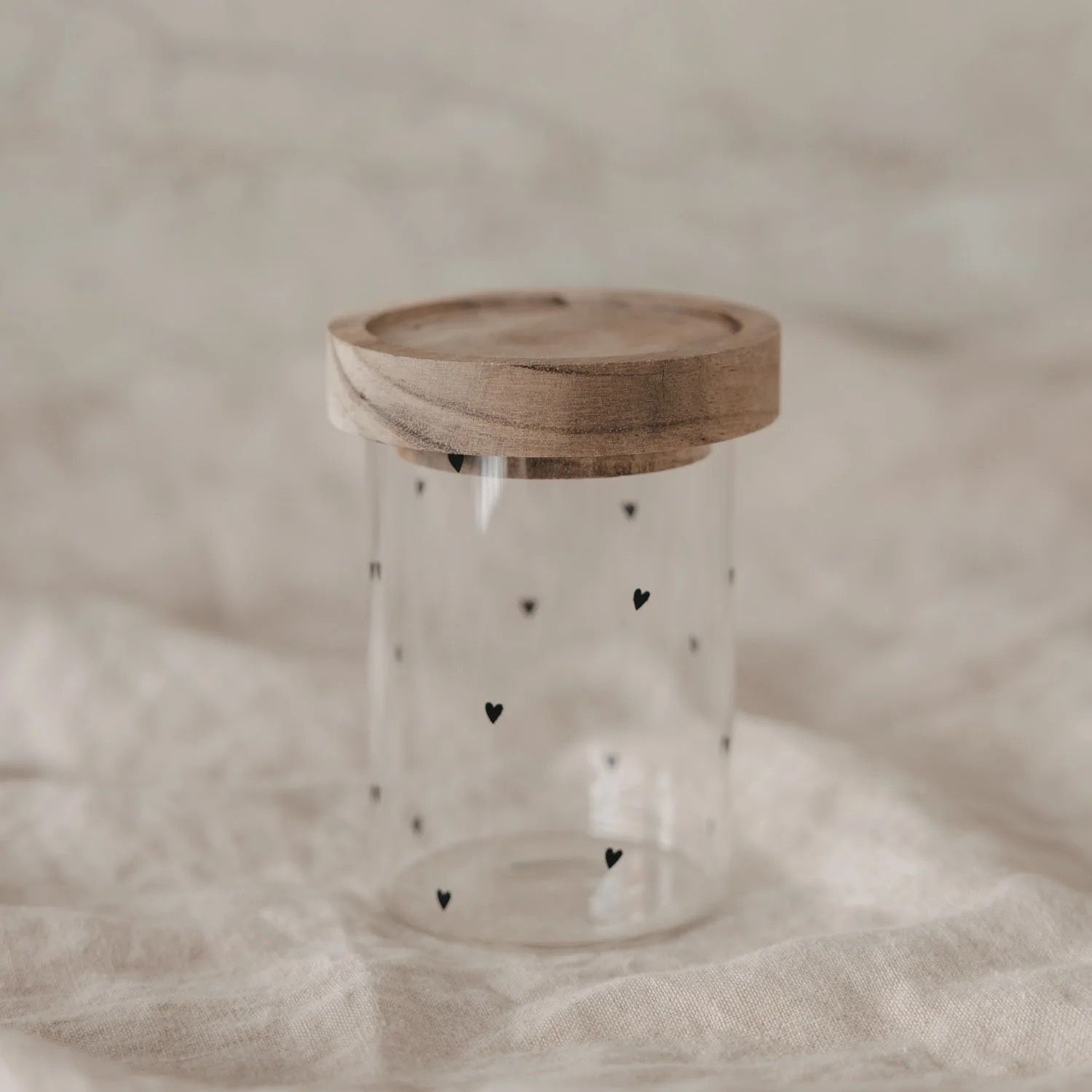 Mini bocal de rangement coeurs noir