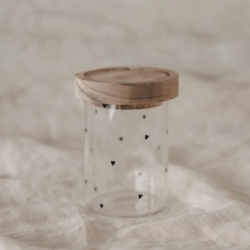 Mini bocal de rangement coeurs noir