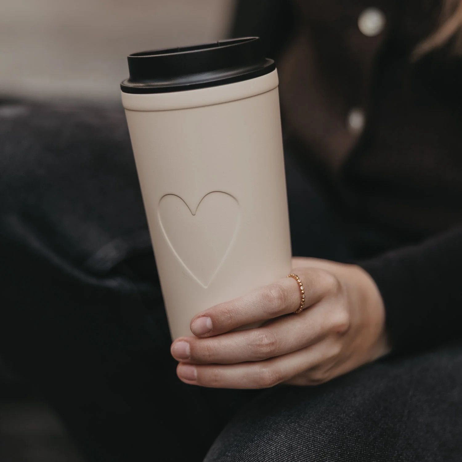 Mug à emporter - Coeur crème