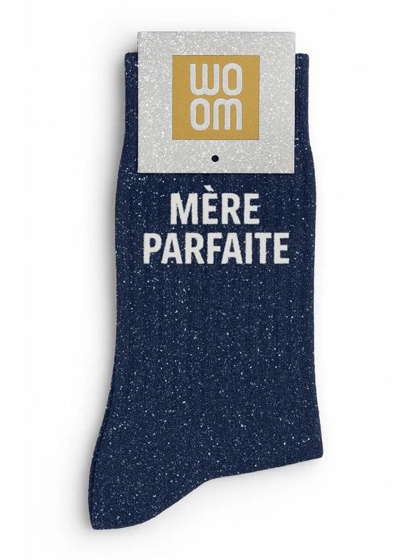 Chaussettes à Paillettes à Message "Mère Parfaite" - Marine