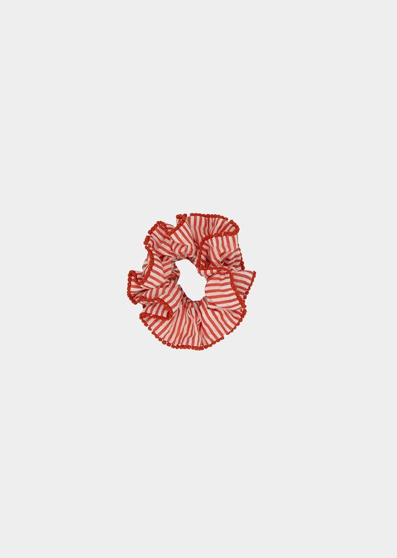 Chouchou - Volant Rayures rouge