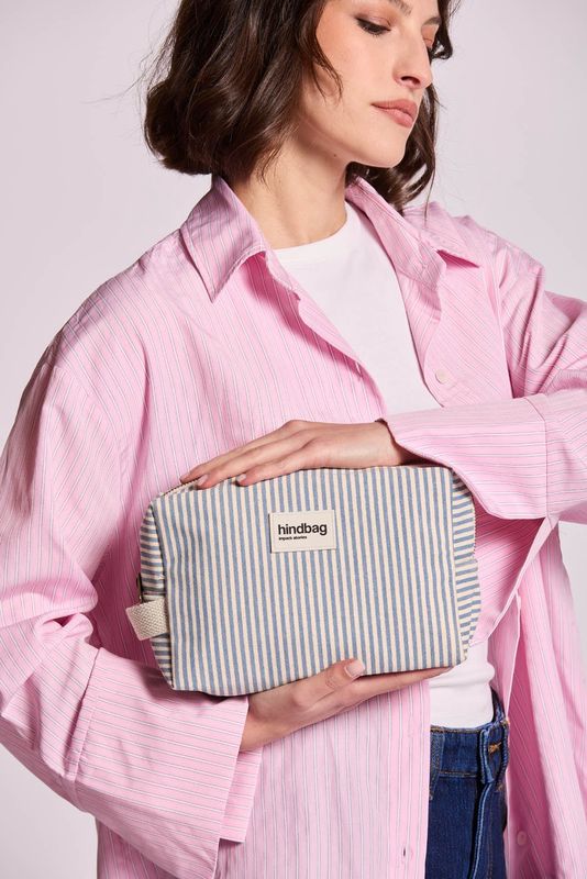Trousse de toilette Leon - Rayures bleu