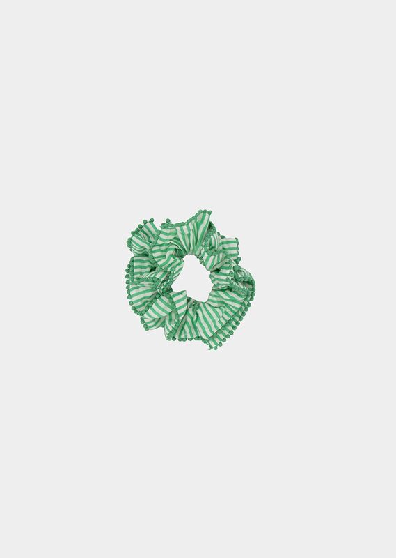 Chouchou -Volant Rayures vert