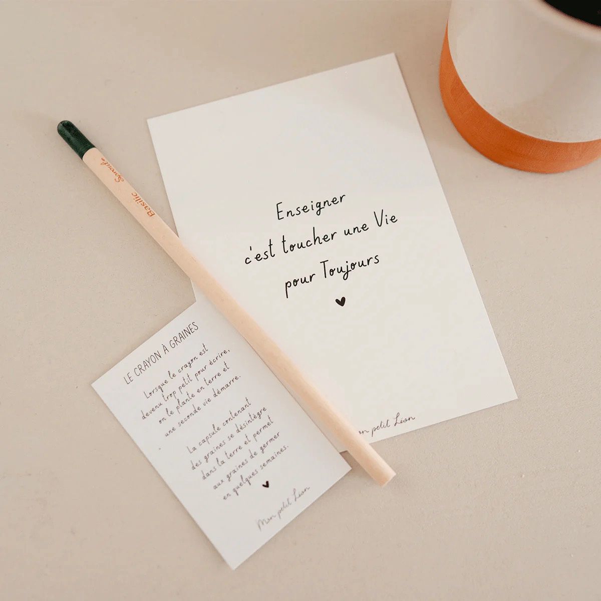 Kit Crayon à planter + Carte A6 citation - Enseigner