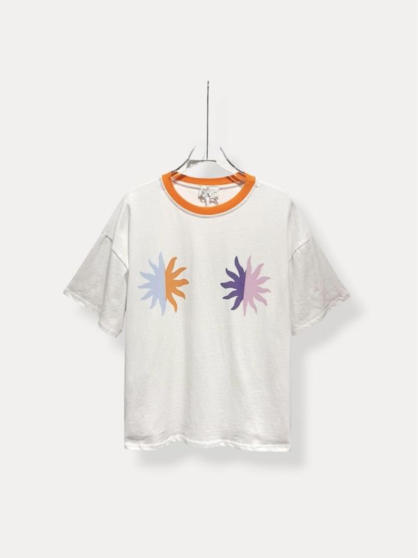 T-Shirt - Soleil Et Col Coloré Orange