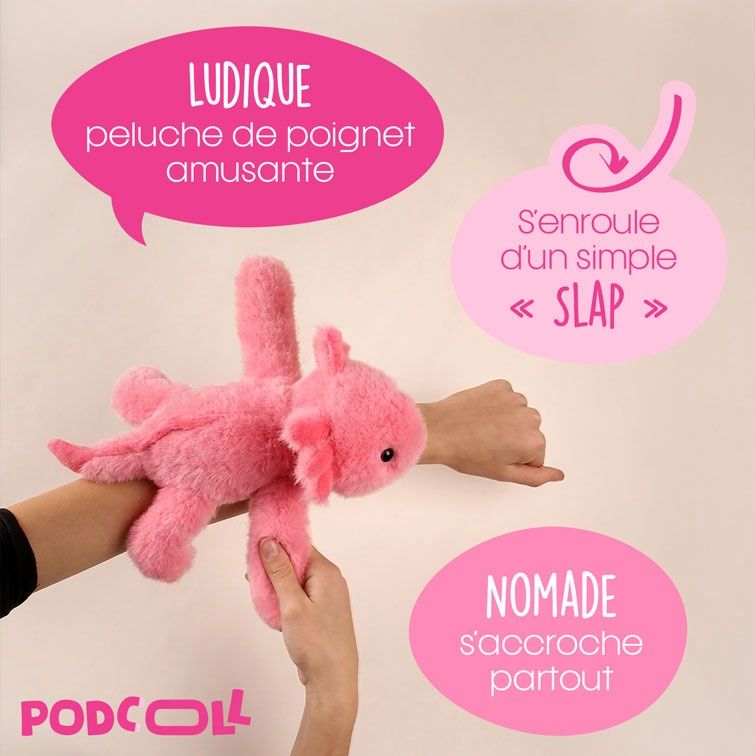 Bracelet Slap Axolotl rose - 25 cm - PODCOLL