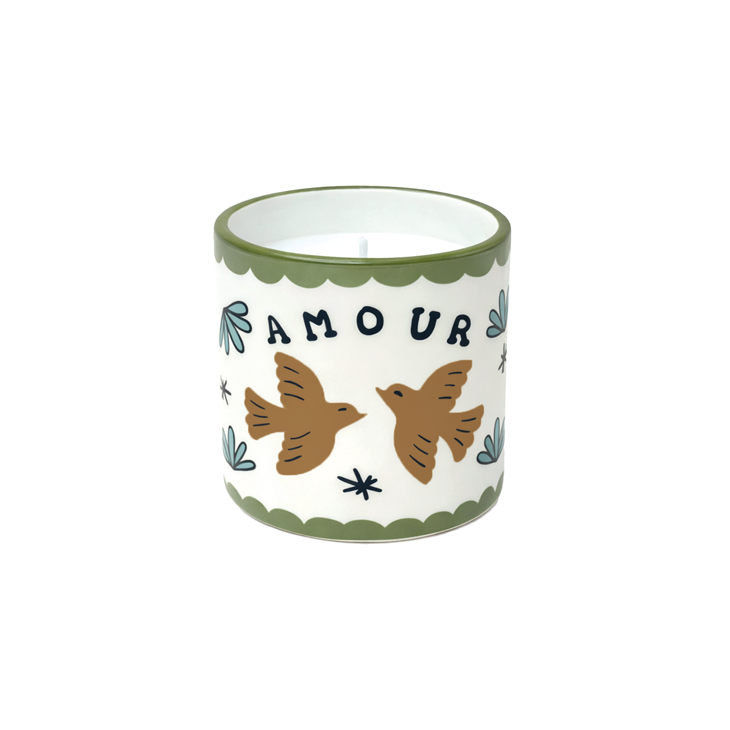 Bougie muse amour oiseaux ambre D8 H8cm