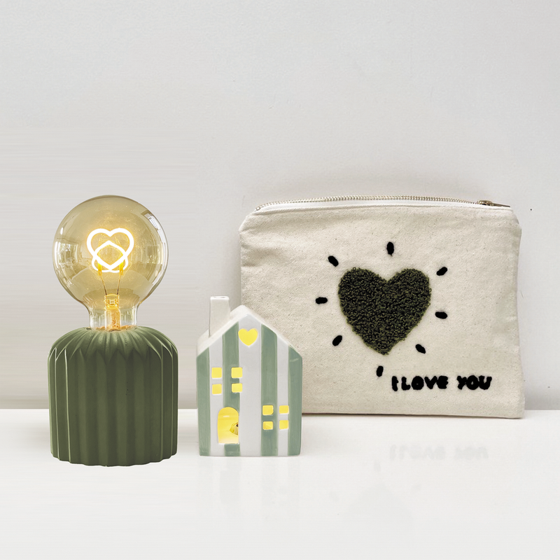 Mini lampe LED - Coeur Kaki