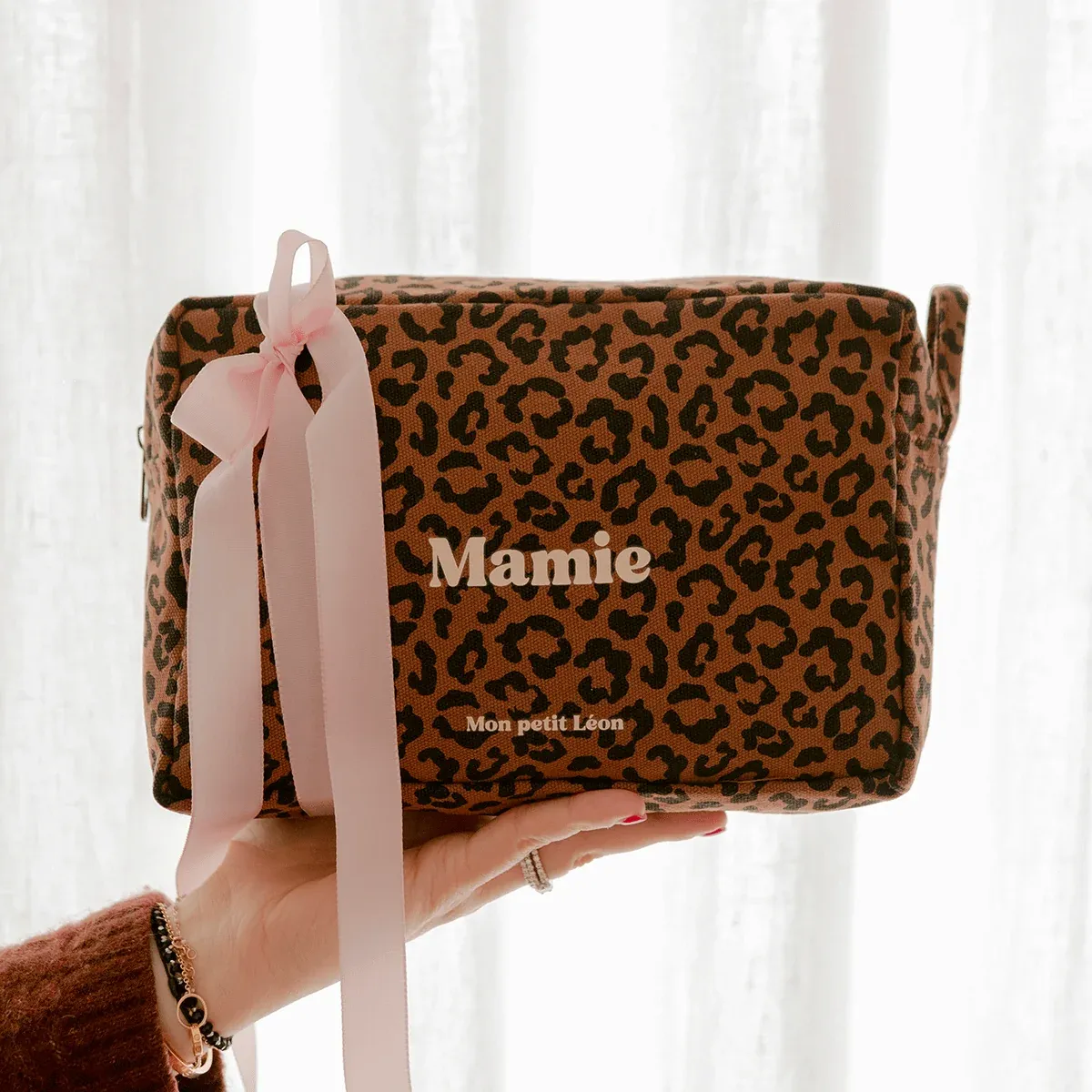 Trousse de toilette coton Léopard foncé - Mamie