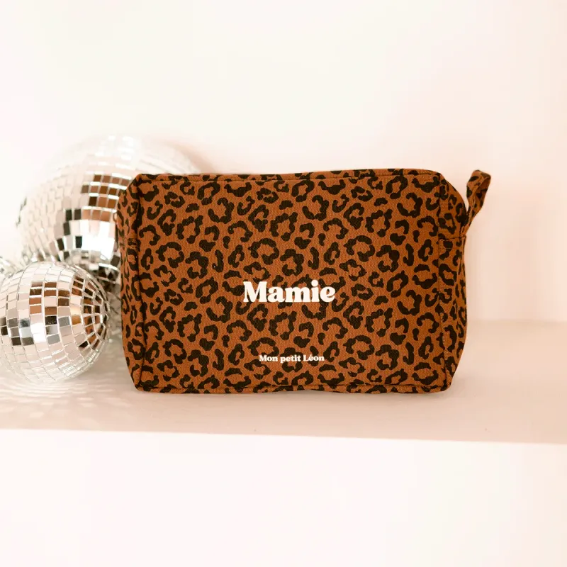 Trousse de toilette coton Léopard foncé - Mamie