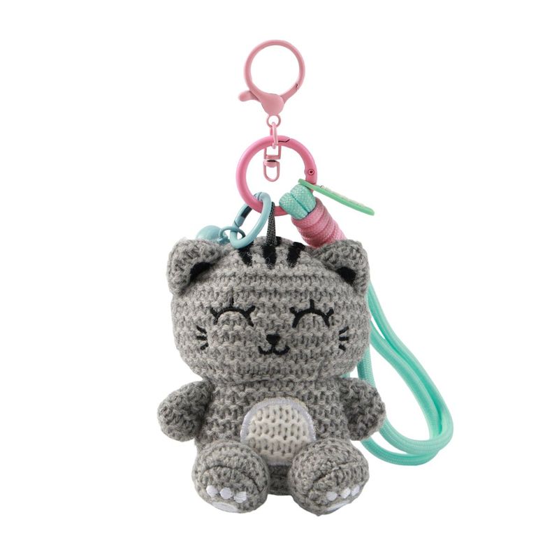 Porte-clés au crochet - Chat gris