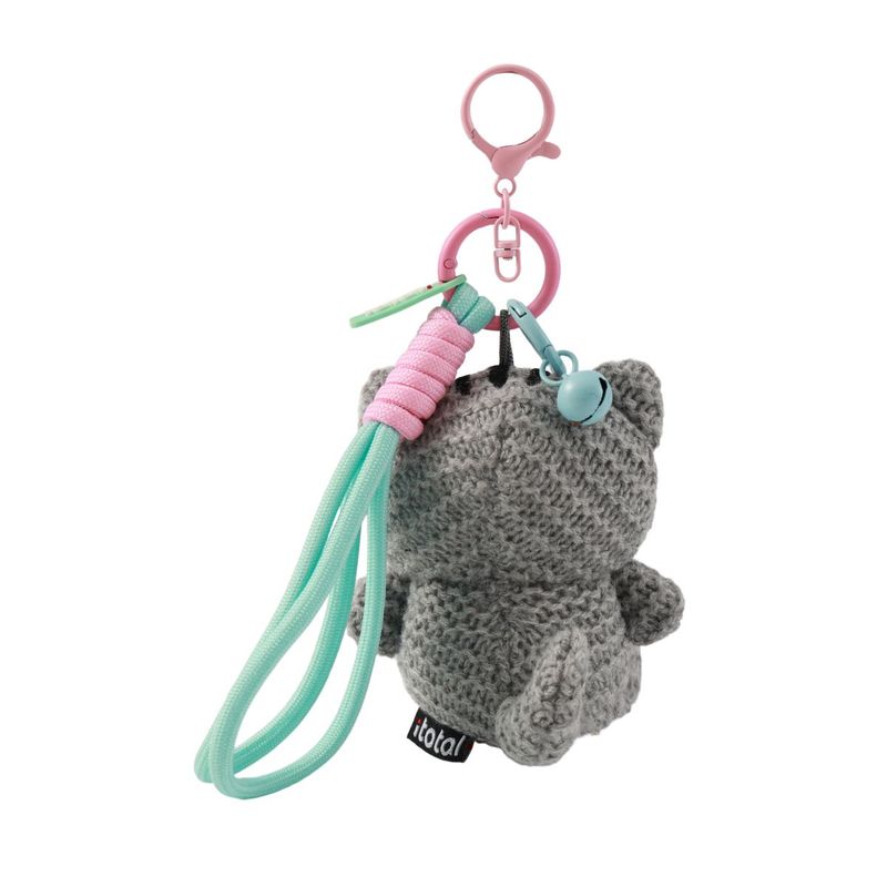 Porte-clés au crochet - Chat gris