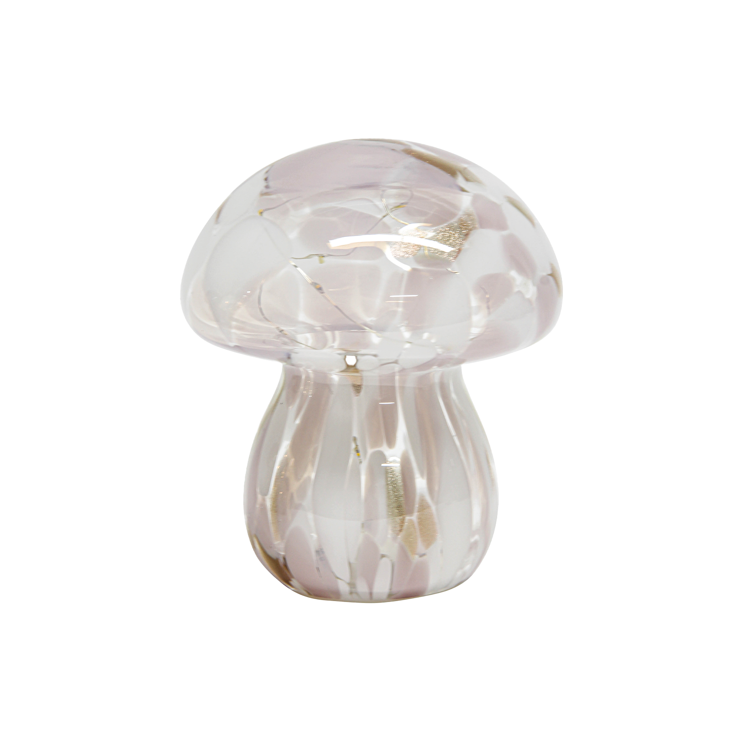 Déco LED champi tacheté rose à piles D13,5 H15,5cm