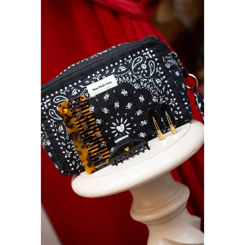 Pince à cheveux - petite - ♡ - paillettes noires