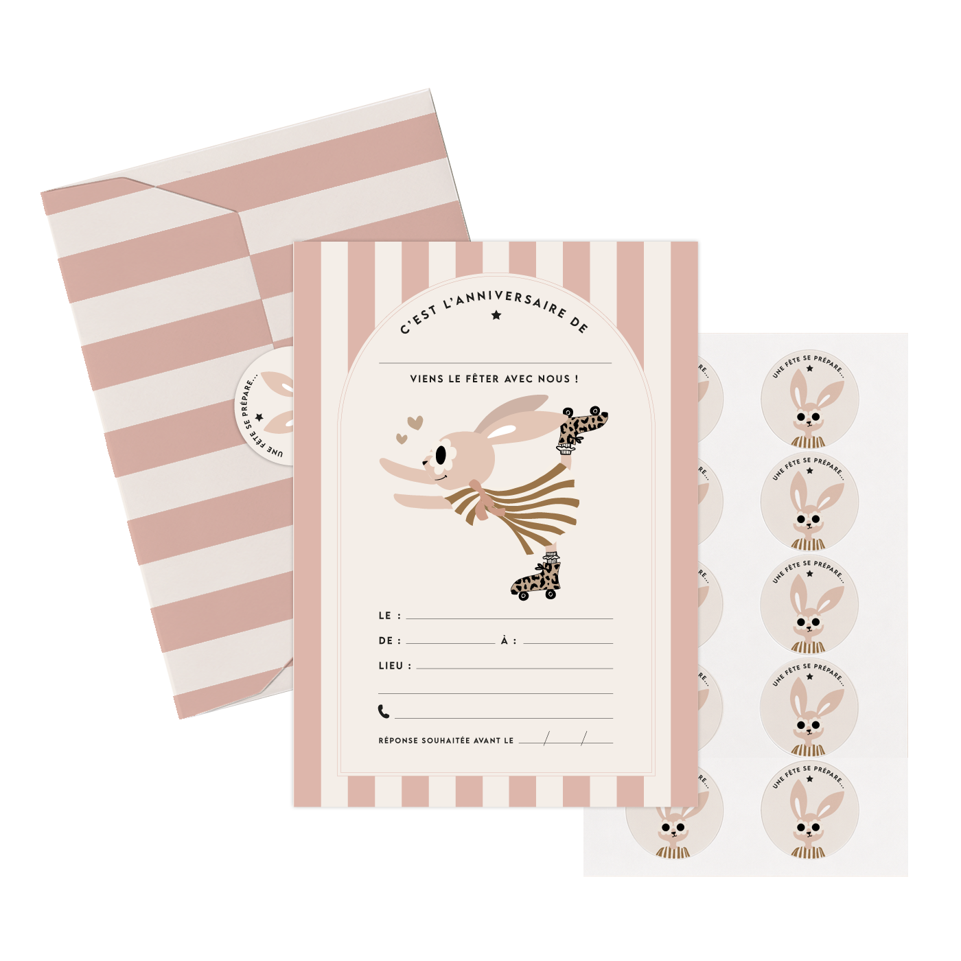 Set d’invitations anniversaire - lapin Suzie