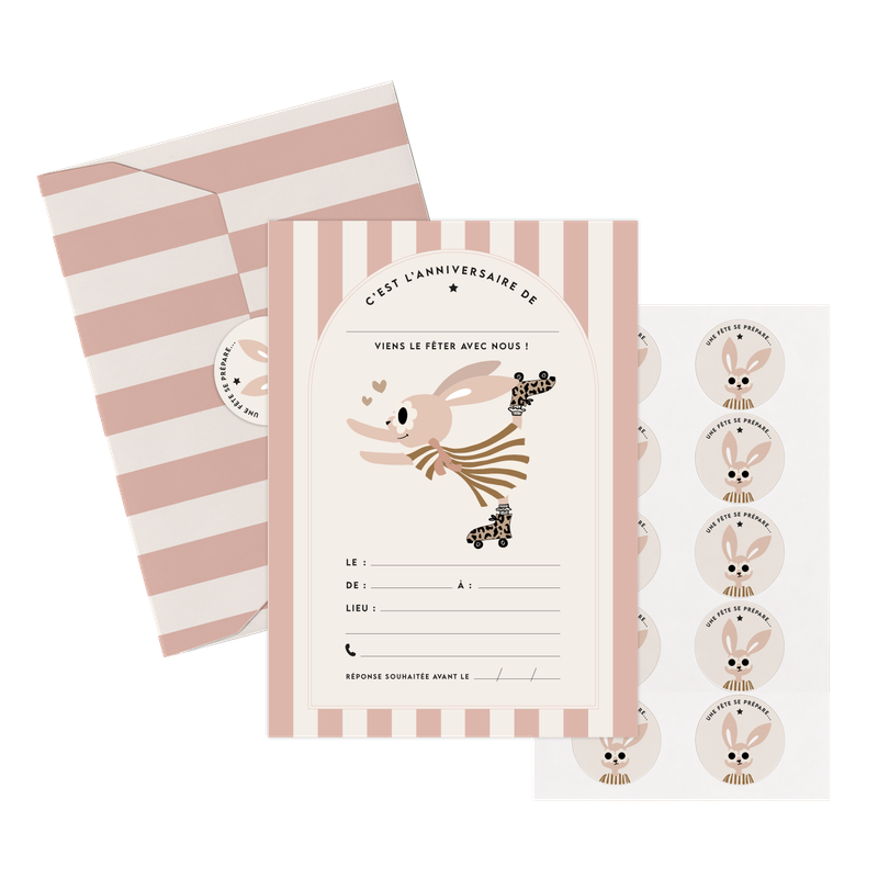 Set d’invitations anniversaire - lapin Suzie