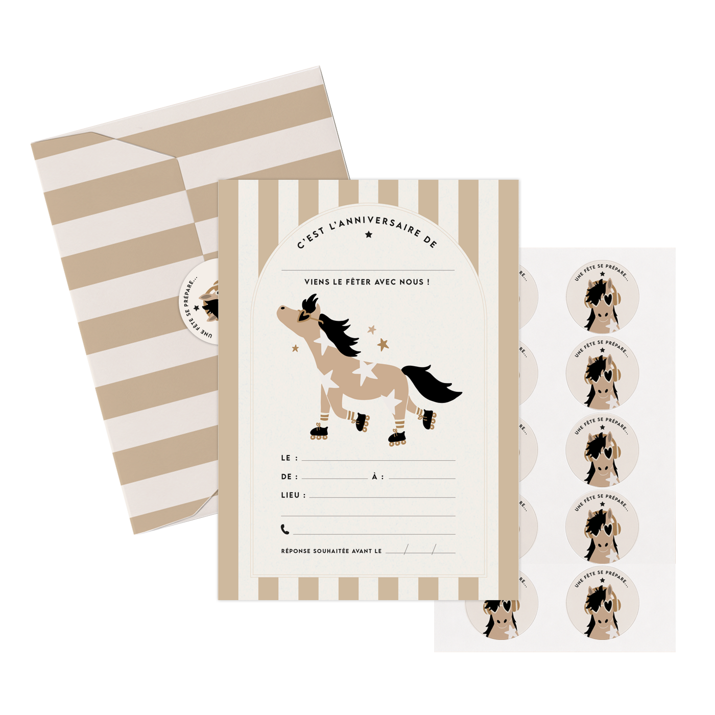 Set d’invitations anniversaire - poney Billy