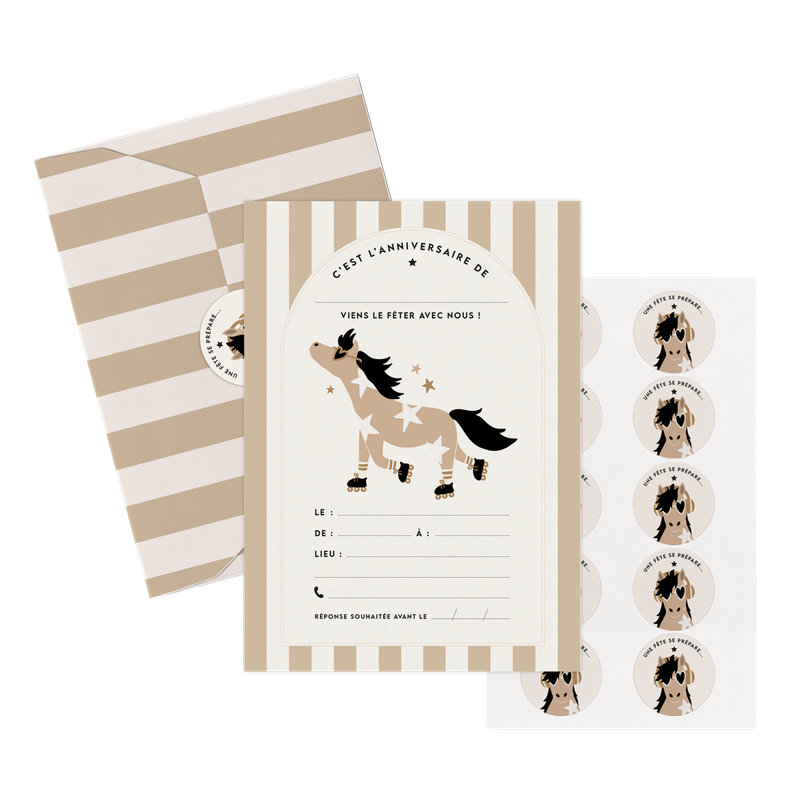 Set d’invitations anniversaire - poney Billy