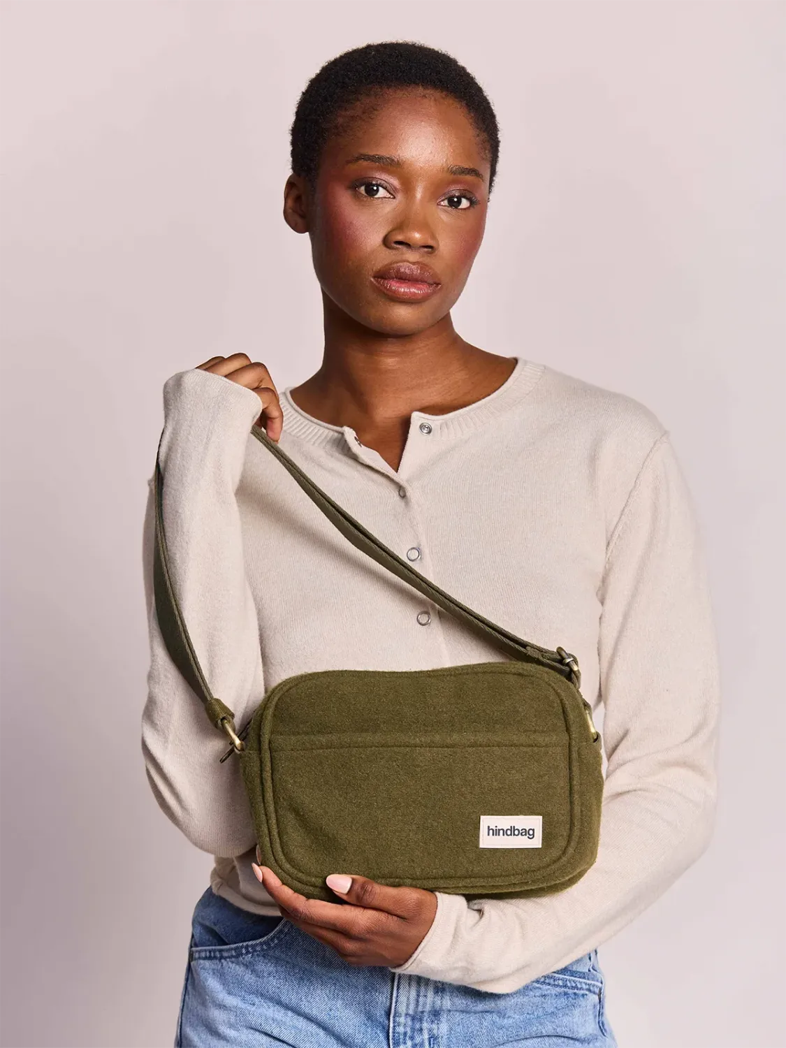 Sac bandoulière Nino - effet lainé khaki