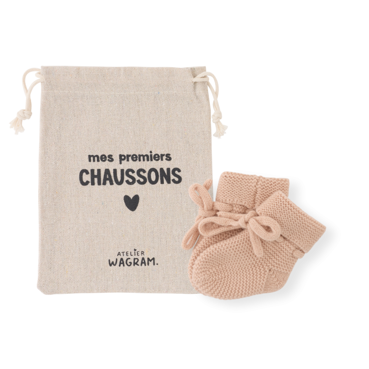 Chaussons tricotés - Vieux Rose
