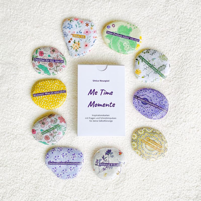 Set: Karten &quot;Me Time Momente&quot; &amp; Herzensstein