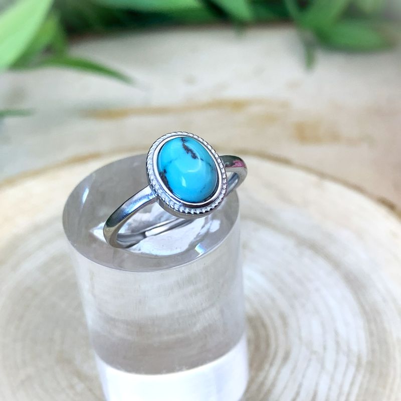 Turquoise Bague ajustable acier inoxydable