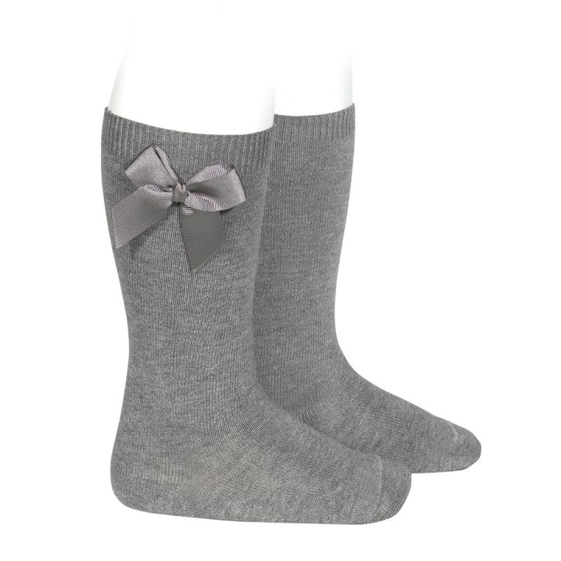 CONDOR KNEE SOCKS WITH SIDE GROSSGRAIN, Color: GRIS CLARO, Size: 4