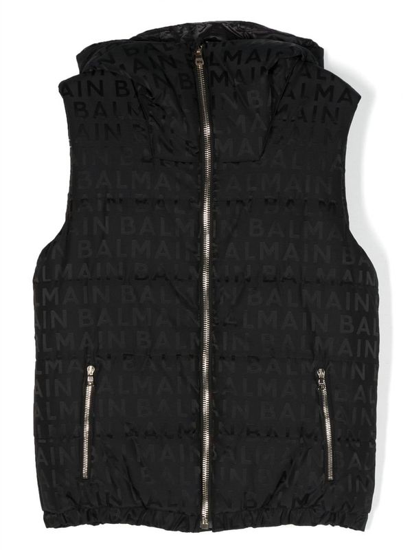 Balmain Teenss Logo Print Puffer Gilet