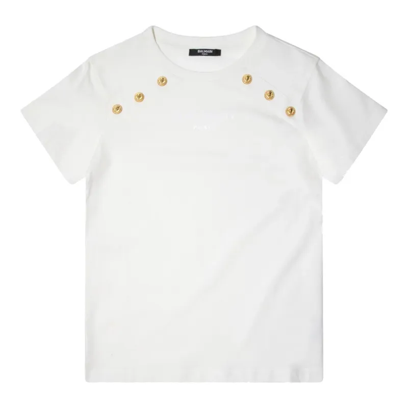  Balmain Teens Gold Buttons T-Shirt 