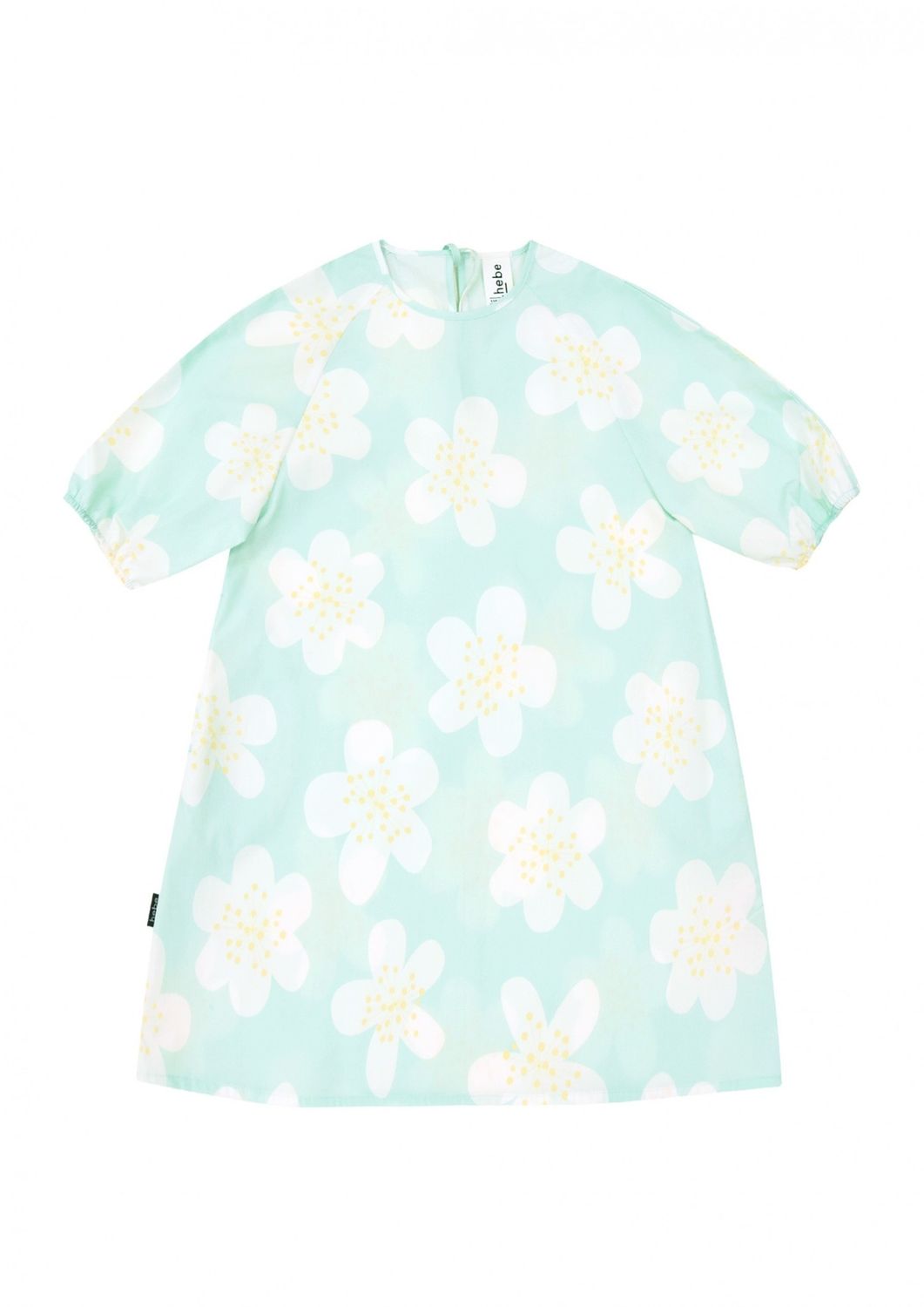 HEBE DRESS GREEN FLOWERS, Color: GREEN, Size: 110/116