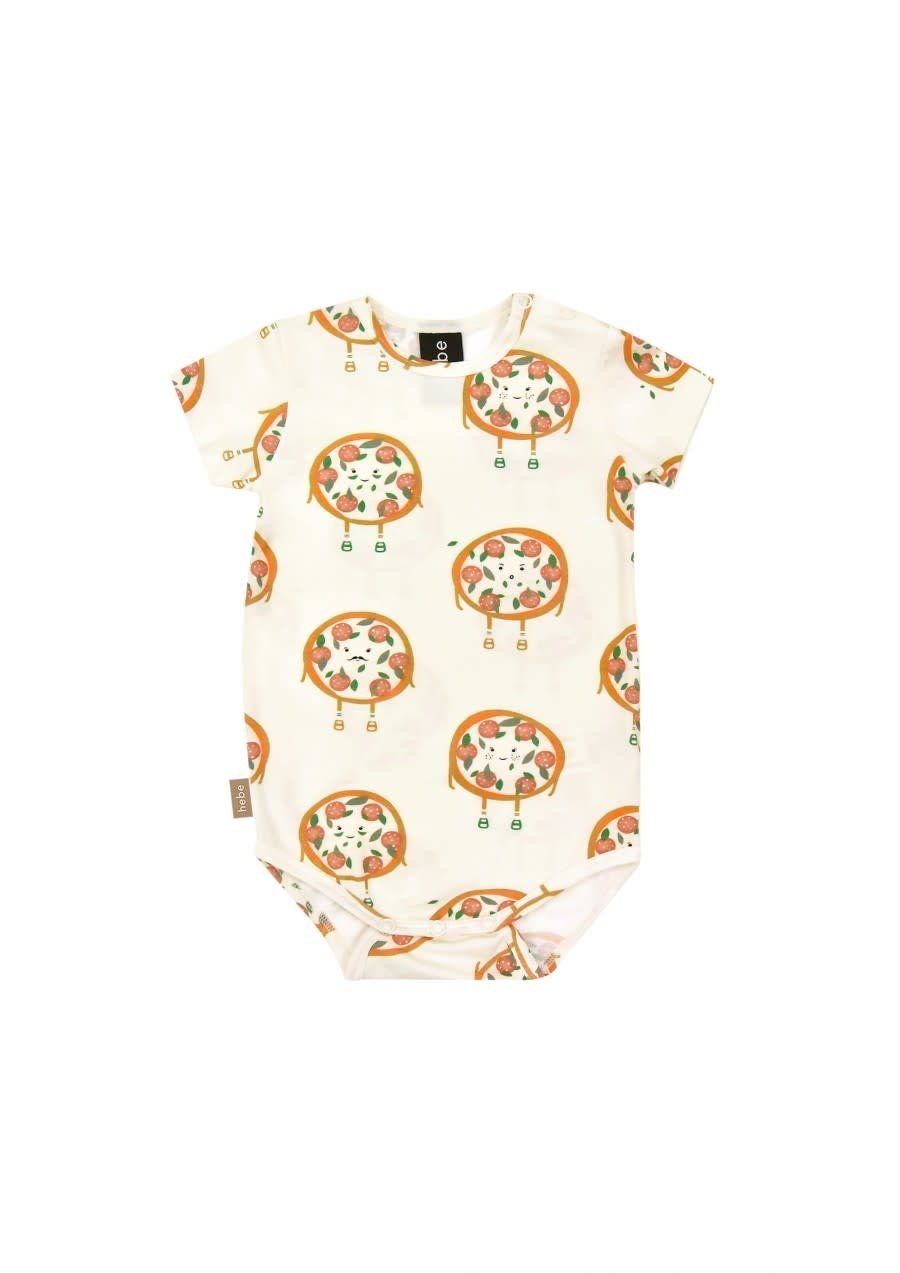 Hebe body with pizza print, Color: White, Size: 74/80