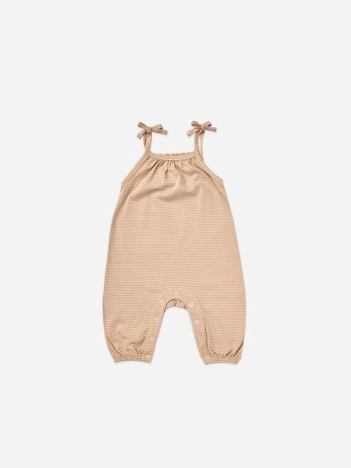 Qunicy Mae Smocked Jumpsuit, Size: 0/3m, Color: Apricot Stripe