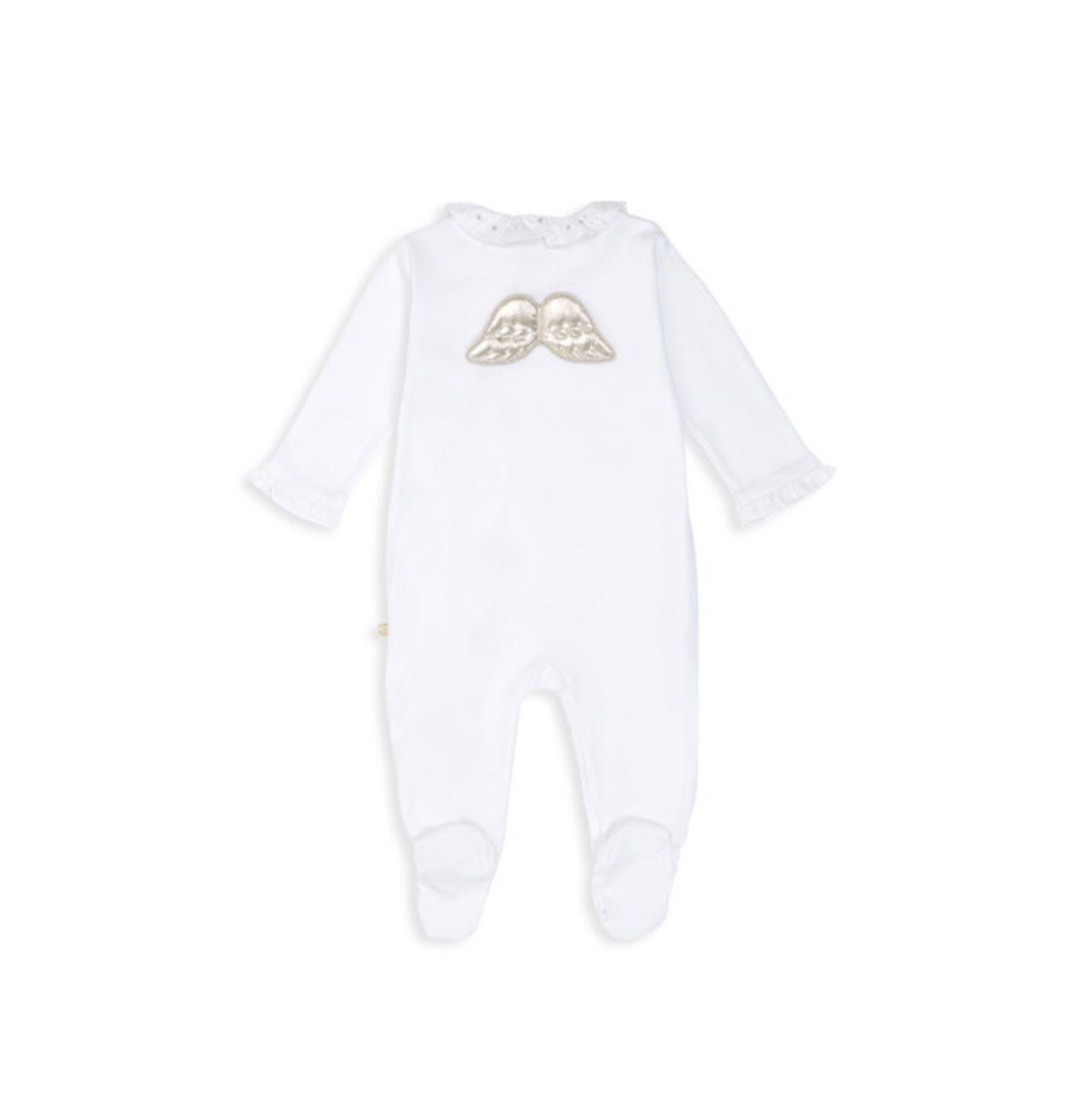 Pima Cotton Silver Angel Wing Sleepsuit , Color: white, Size: 6M