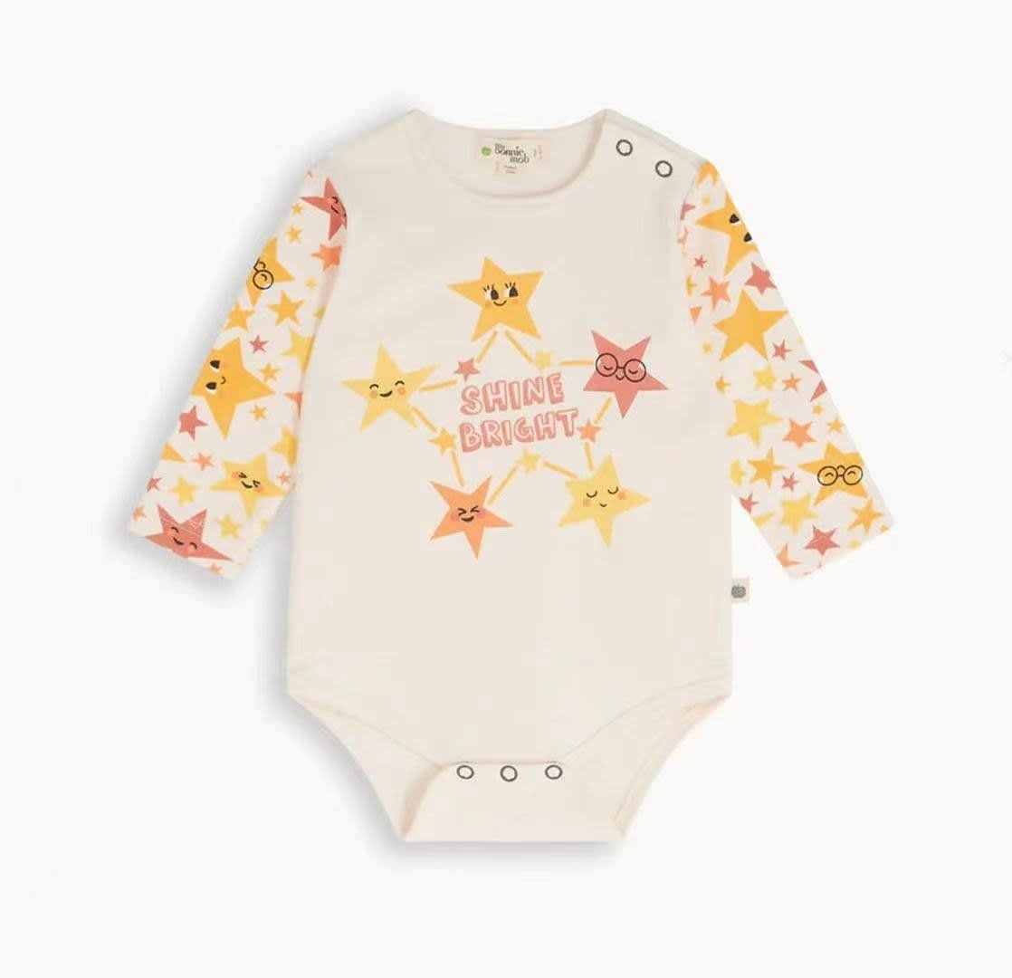 Long Sleeve Bodysuit, Color: Star, Size: 3/6m