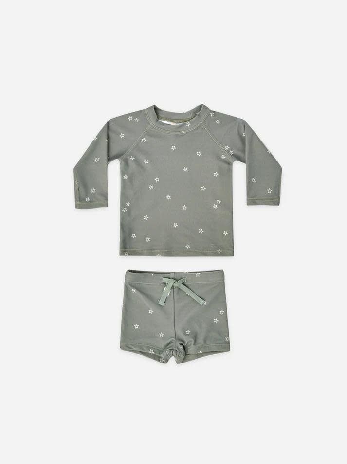 Quincy Mae Boys Rashguard+Short Set, Color: Sea Green, Size: 0/3m