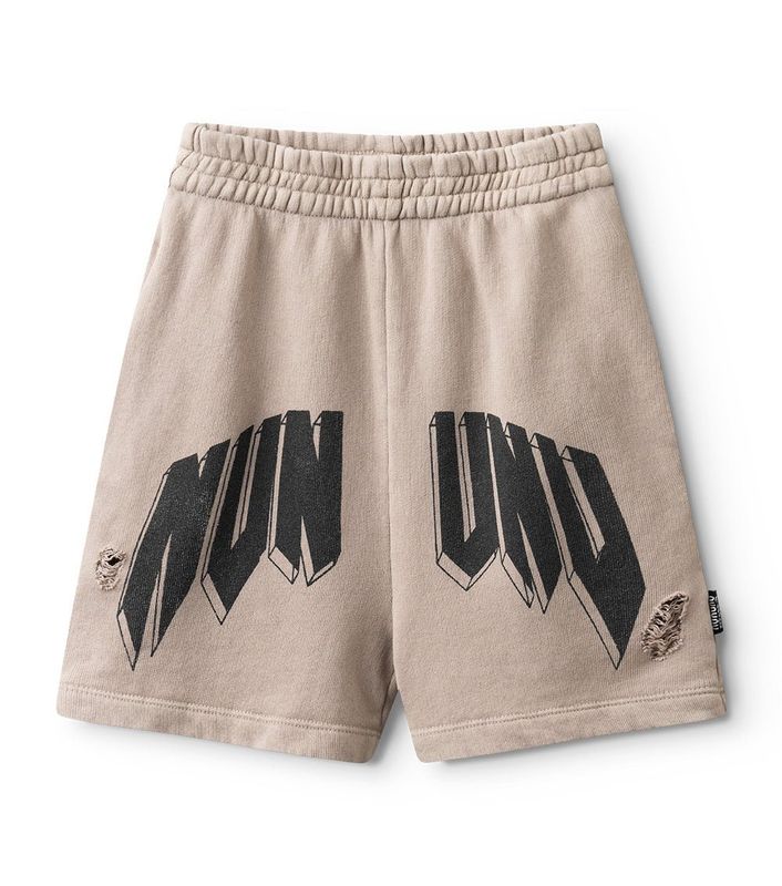 NUNUNU Rawk-nu-Roll Sweatshorts , Color: Stone, Size: 6-7Y