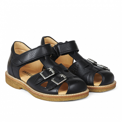 Sandal with Adjustable Velcro &amp; Buckles, Color: 1933 BLACK, Size: 23