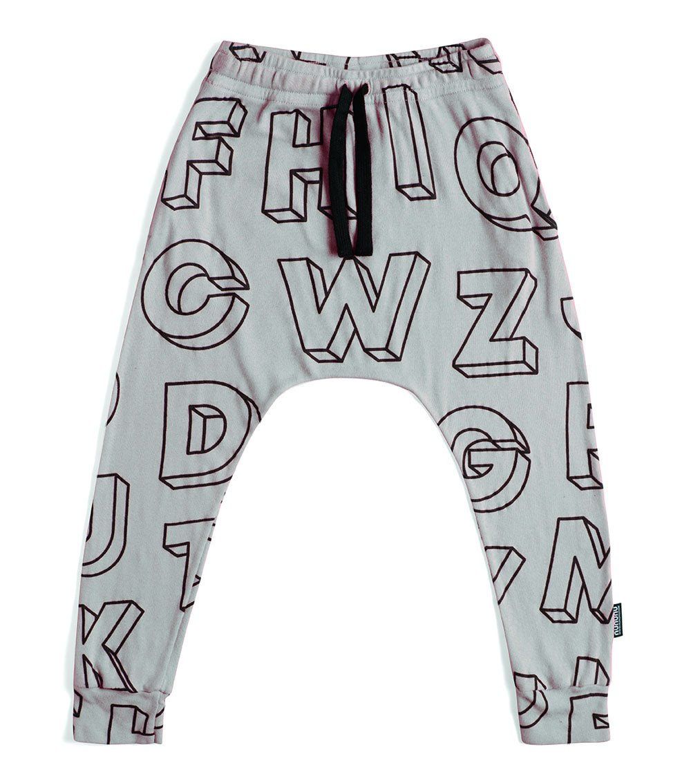 NUNUNU Light A-Z Baggy Pants, Color: ICE  GREY, Size: 6-7Y