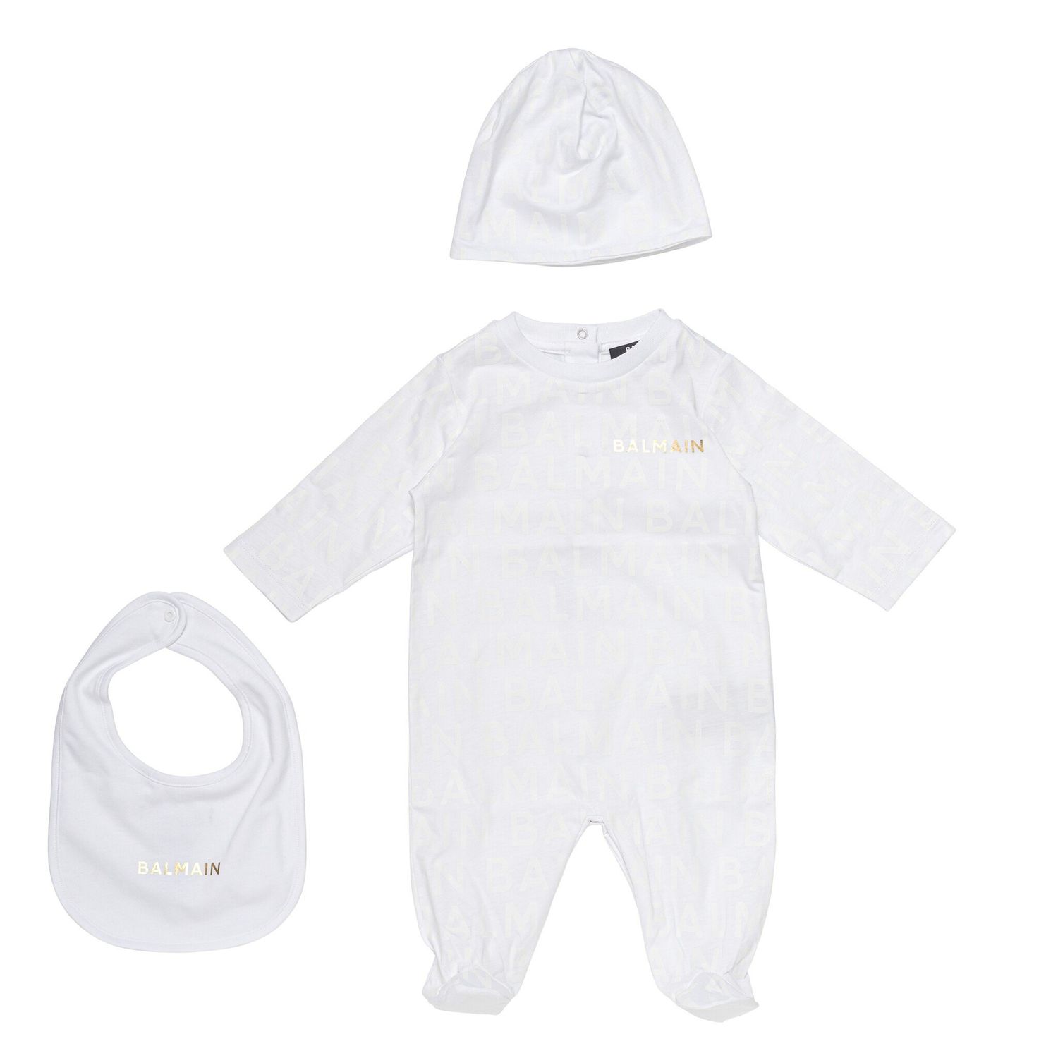Balmain Baby Footie Set, Color: White, Size: 3M