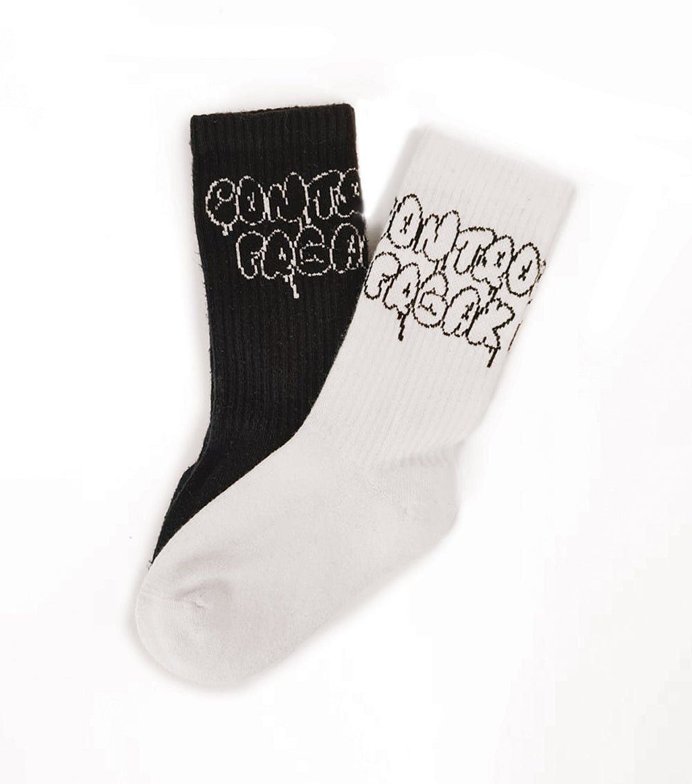 CONTROL FREAK SOCKS SET (2 PACK), Color: B&amp;W, Size: 24-27