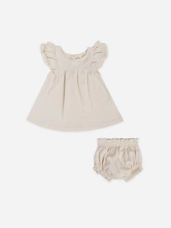 Quincy Mae Flutter Dress+Bloomer, Color: Natural, Size: 0/3m